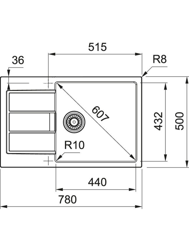 Tectonite plautuvė Franke, Sirius S2D 611-78 XL su užkemšamu ventiliumi, Urban Grey 4