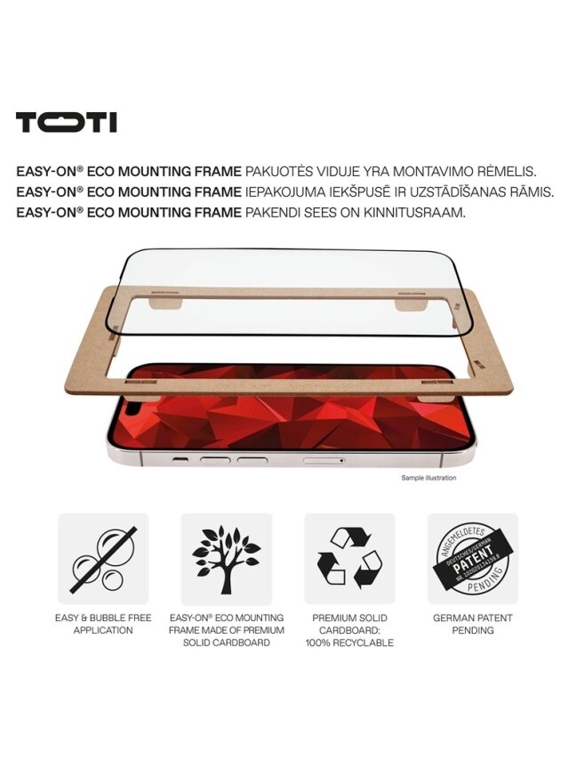 Telefono apsauginis stiklas Toti Premium iPhone 16 Pro, 9H 2