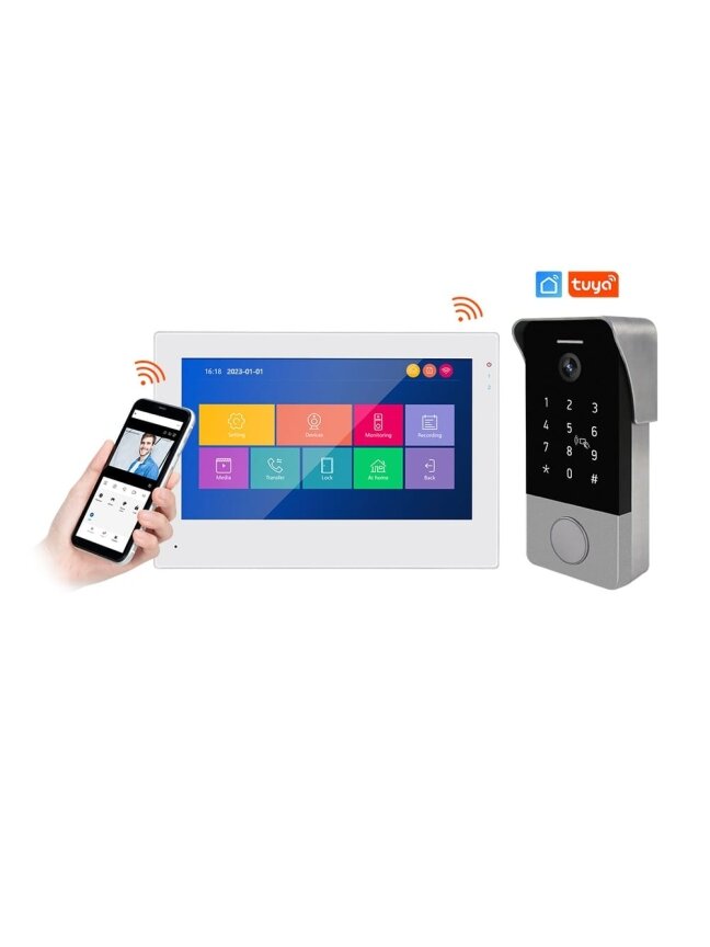 Telefonspynė juoda IC komplektas SLIM SmartHome Wi-Fi su liečiamu “7” baltu ekranu (PIN kodai, kortelės) Telefonspynė juoda IC komplektas SLIM SmartHome Wi-Fi su liečiamu “7” baltu ekranu (PIN kodai, kortelės)