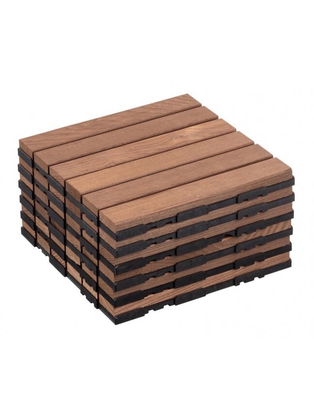 Terasų plytelė termo uosio, 30 x 30 x 2 cm, ruda, 6 vnt. 2 Terasų plytelė termo uosio, 30 x 30 x 2 cm, ruda, 6 vnt. 2