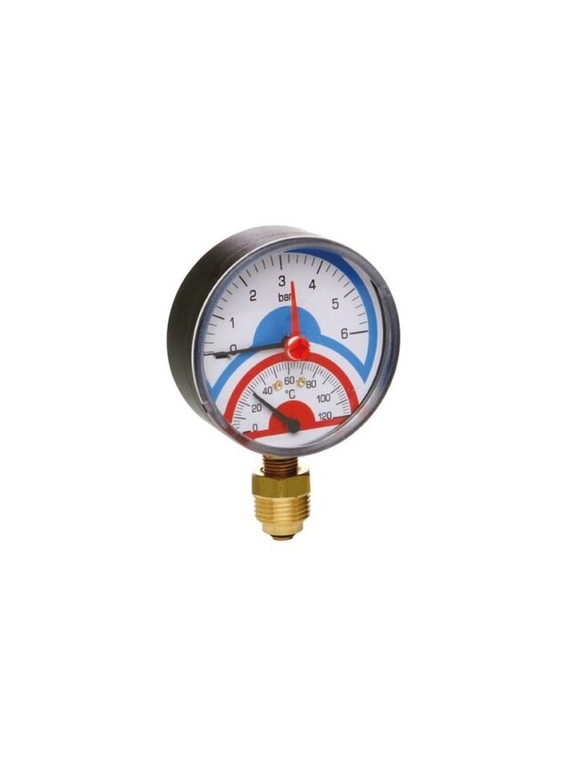 Termomanometras ICMA 1/2", 6 BAR, 0 - 120°C, apatinis Termomanometras ICMA 1/2", 6 BAR, 0 - 120°C, apatinis