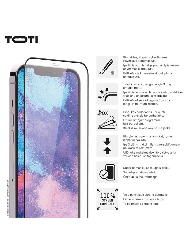 Telefono apsauginis stiklas Toti Premium 16 Plus/15 Pro Max 1