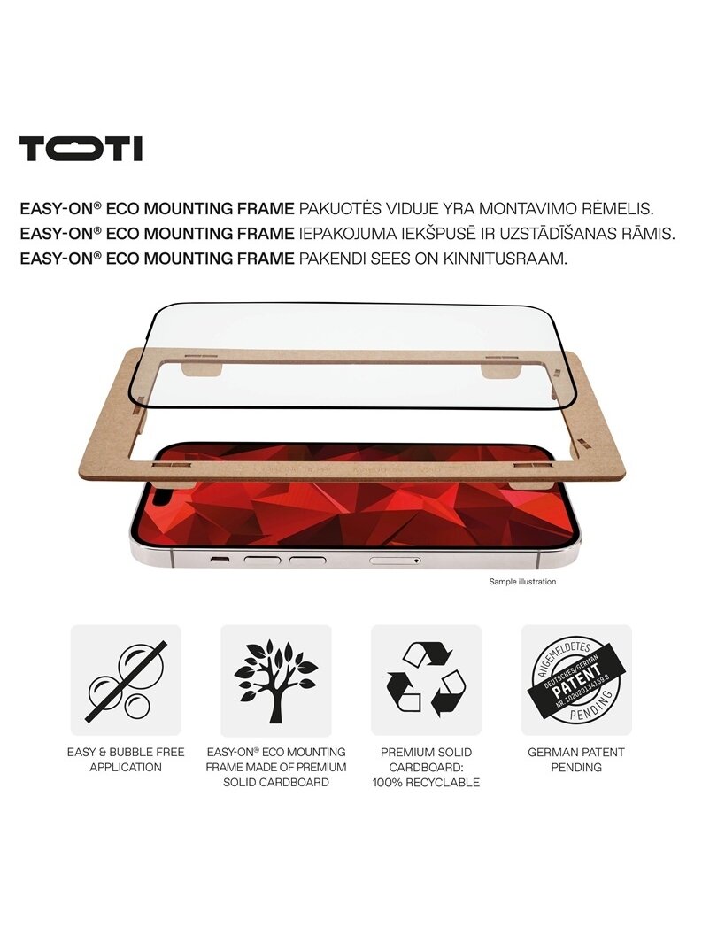 Telefono apsauginis stiklas Toti Premium iPhone 16 Pro, 9H 2