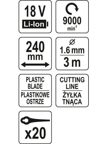 Trimeris akumuliatorinis, teleskopininis 18V Li-ion 2 in 1 Yato (be akumuliatoriaus) 6
