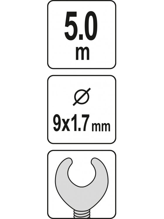 Trosas vamzdyno valymui Ø9mm, 5m Yato 2