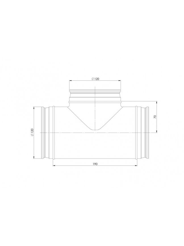 Trišakis EUROPLAST TCP120-120, be tarpinės, 90° 1 Trišakis EUROPLAST TCP120-120, be tarpinės, 90° 1