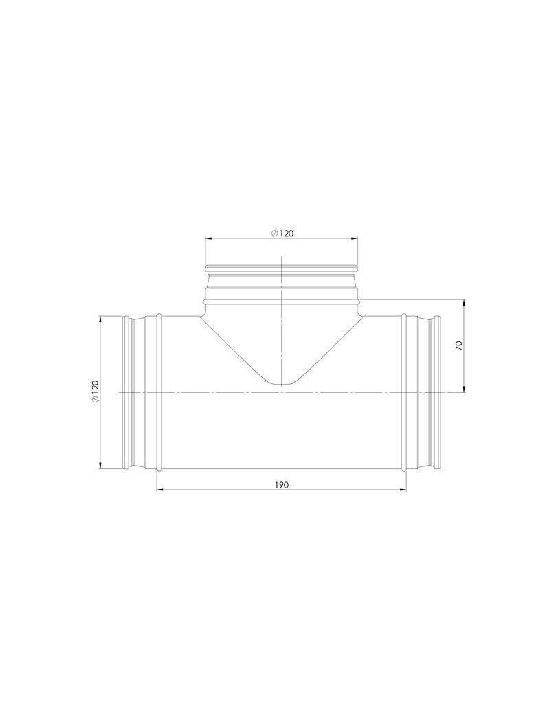 Trišakis EUROPLAST TCP120-120, be tarpinės, 90° 1 Trišakis EUROPLAST TCP120-120, be tarpinės, 90° 1