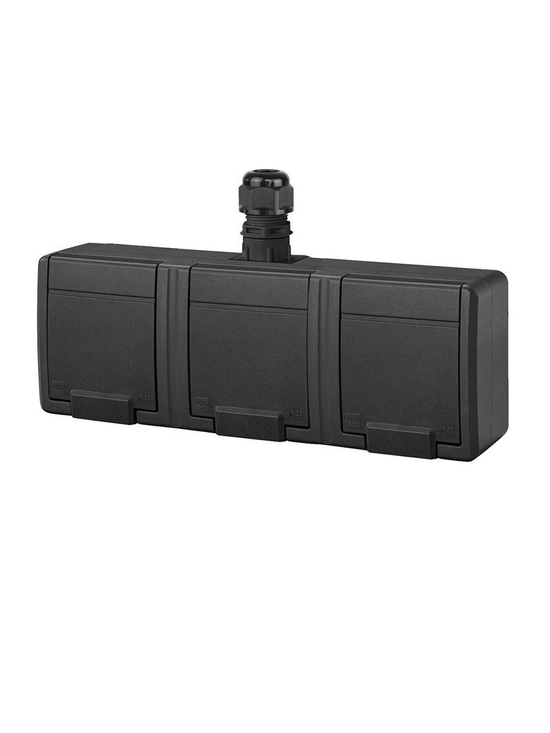 Trivietis kištukinis lizdas ELEKTRO-PLAST AQUANT, IP65 Trivietis kištukinis lizdas ELEKTRO-PLAST AQUANT, IP65