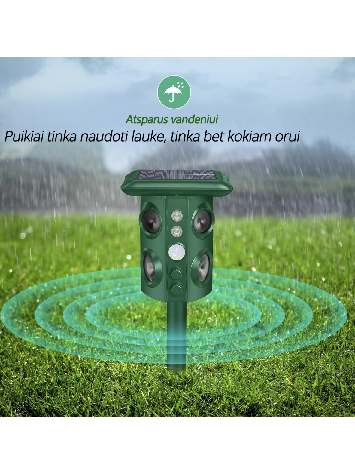 Ultragarsinė, vibracinė kenkėjų baidyklė su saulės baterija ULTRA 3