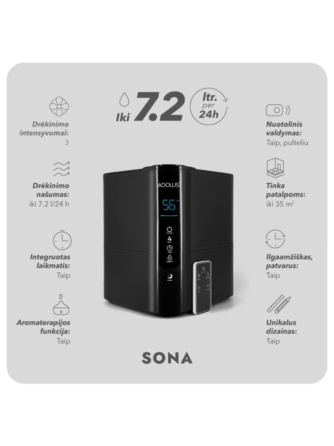 Ultragarsinis oro drėkintuvas Adolus SONA 1 Ultragarsinis oro drėkintuvas Adolus SONA 1
