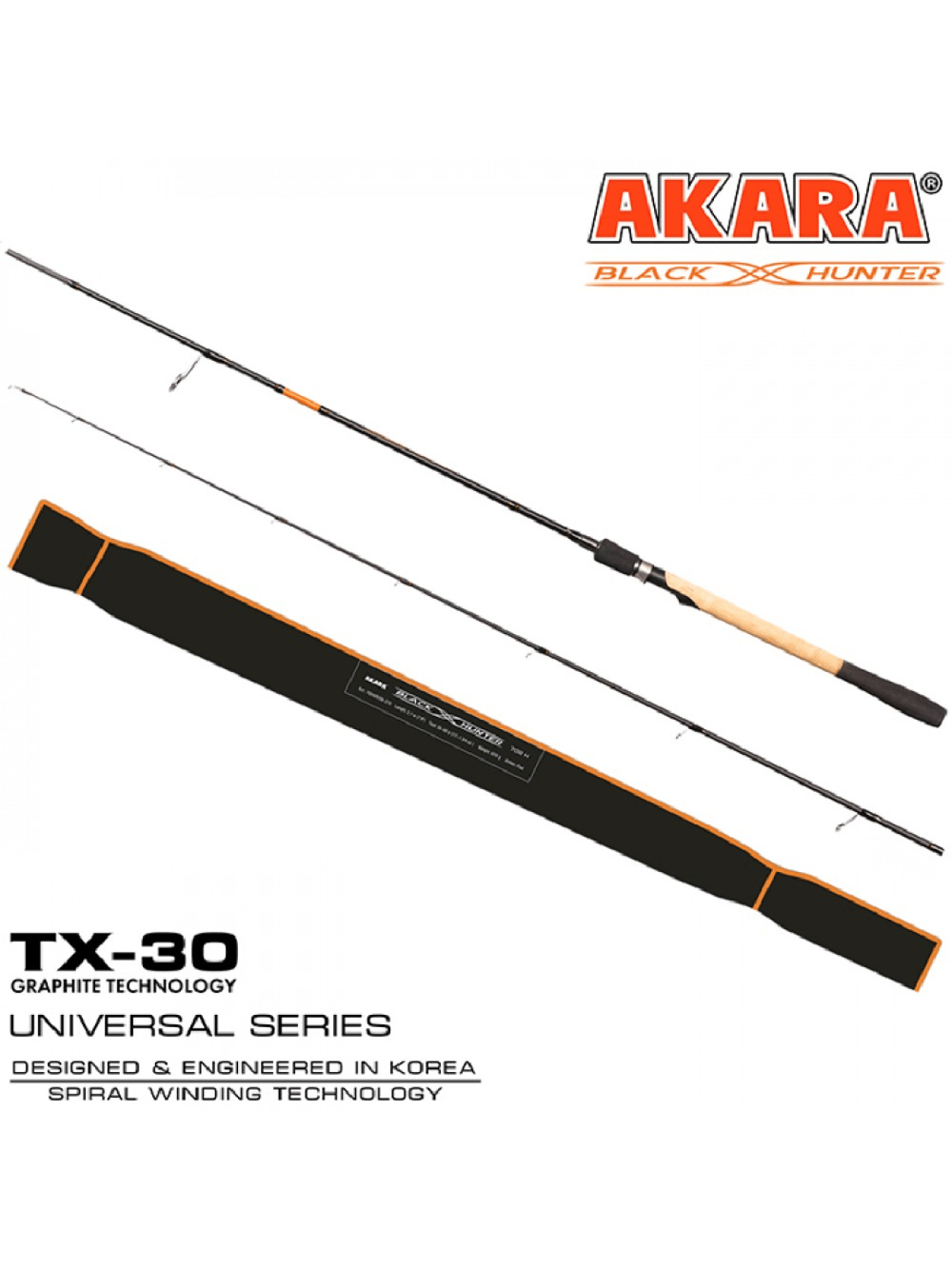 Universalus Spiningas AKARA Black Hunter 2-jų Dalių, Ilgis 2.48m, Testas 4-18 g 1 Universalus Spiningas AKARA Black Hunter 2-jų Dalių, Ilgis 2.48m, Testas 4-18 g 1