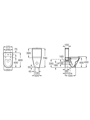 UNITAZ PAST GAP ROUND RIMLESS DUAL BALT
