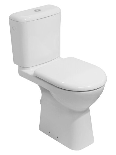 Unitazo puodas Deep 48cm paaukštintas su stačiu nubėgimu, horizontaliu nuotaku, baltas