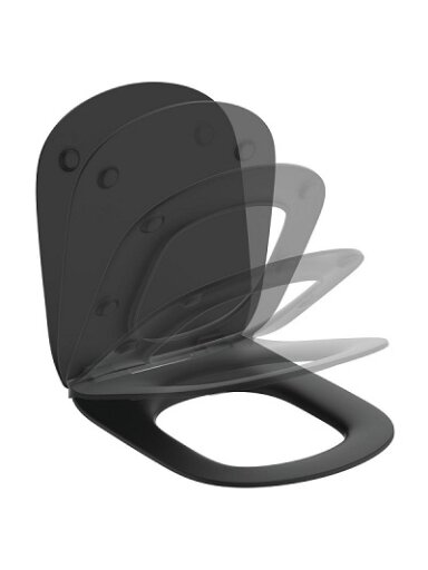 Unitazo sėdynė su dangčiu, (unitazui T0082V3) soft-close, juodas