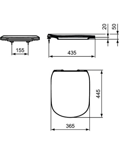 Unitazo sėdynė su dangčiu, (unitazui T0082V3) soft-close, juodas