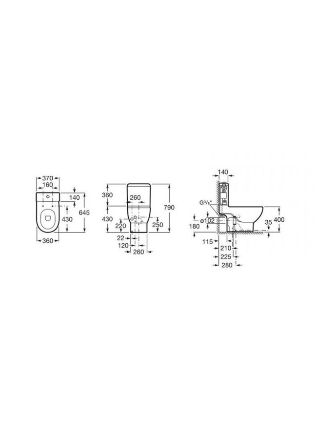 Unitazas ROCA MERIDIAN A34224L000+A341240000, 370×650 mm 2 Unitazas ROCA MERIDIAN A34224L000+A341240000, 370×650 mm 2