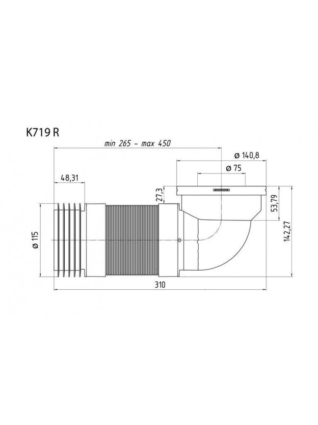 Unitazo mova Ani Plast K719R, 90°, Ø 115/141 mm 1