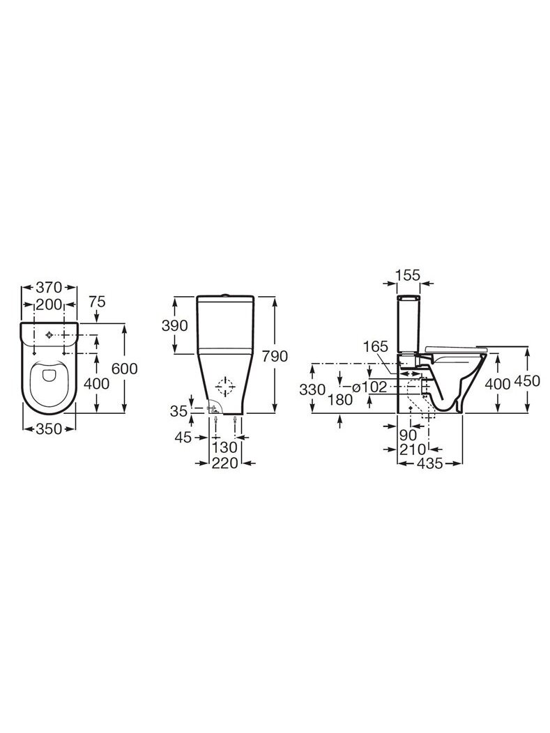 UNITAZ PAST GAP ROUND RIMLESS DUAL BALT 1