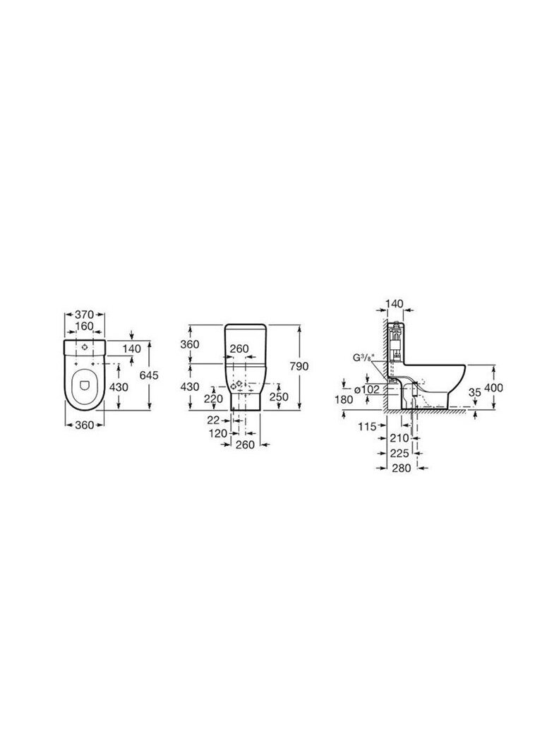 Unitazas ROCA MERIDIAN A34224L000+A341240000, 370×650 mm 2