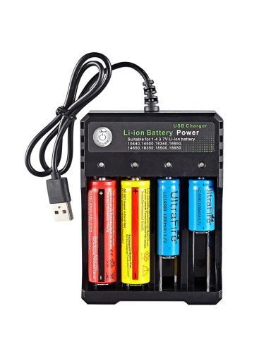 USB Baterijų Įkroviklis BMAX 3.7V, 4 Lizdų 18650