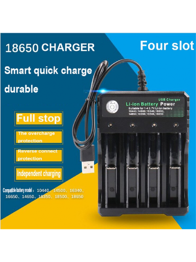 USB Baterijų Įkroviklis BMAX 3.7V, 4 Lizdų 18650 3