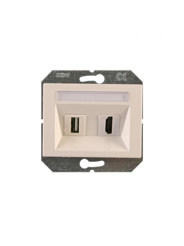 USB ir HDMI lizdas Vilma XP500, baltos spalvos USB ir HDMI lizdas Vilma XP500, baltos spalvos