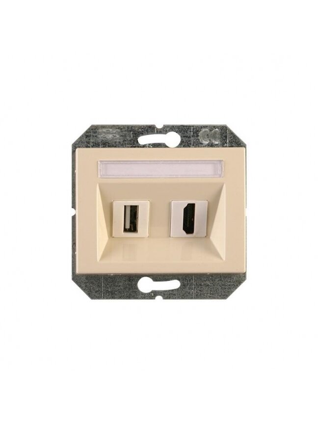 USB ir HDMI lizdas VILMA XP500, dramblio kaulo spalvos USB ir HDMI lizdas VILMA XP500, dramblio kaulo spalvos