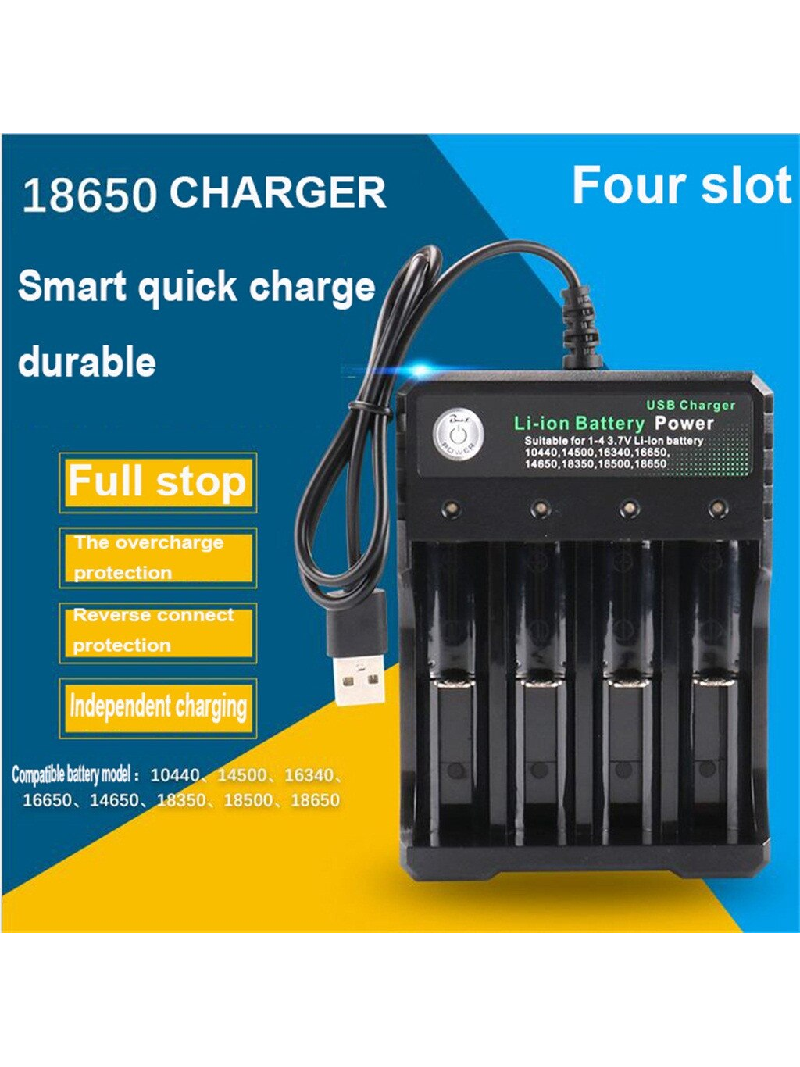 USB Baterijų Įkroviklis BMAX 3.7V, 4 Lizdų 18650 3 USB Baterijų Įkroviklis BMAX 3.7V, 4 Lizdų 18650 3