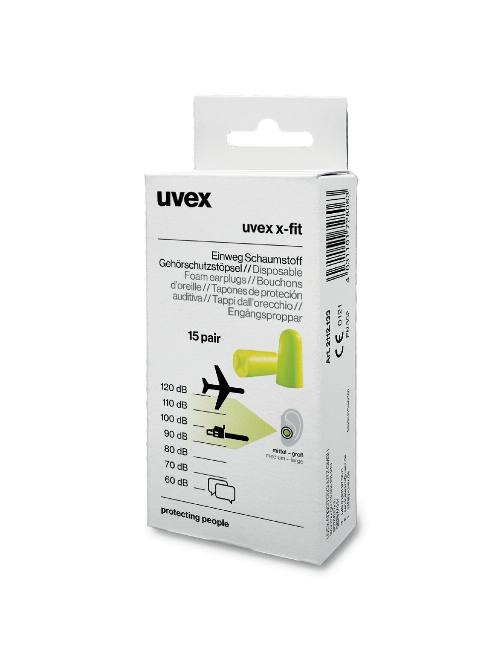 Uvex Ausų kamštukai UVEX X-fit, 37dB, 15 porų Uvex Ausų kamštukai UVEX X-fit, 37dB, 15 porų