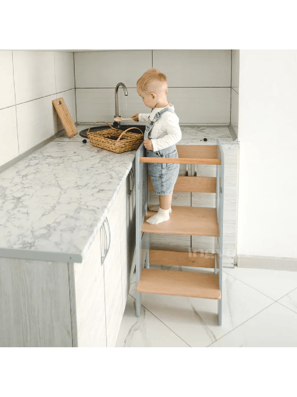 Vaikiška Kėdutė Ingvart Step, 85x38x45cm Pilka/Natūrali Spalva 3