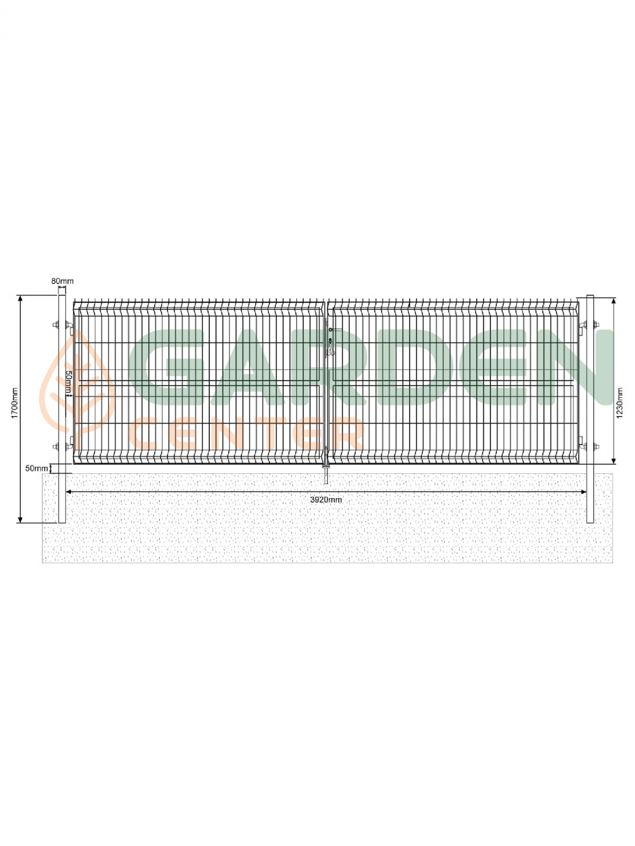 Vartai segmentiniu užpildu, 400 cm x 123 cm, žalia 1