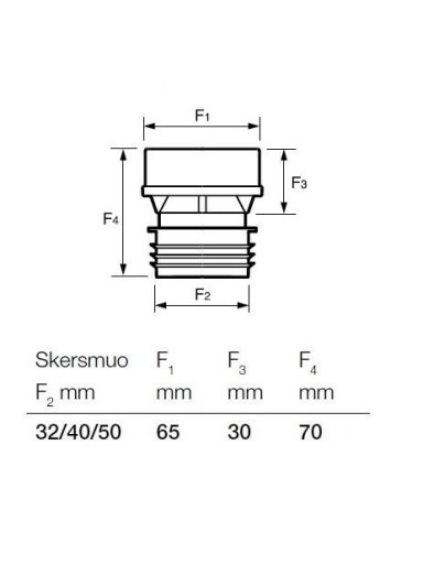 Vakuuminis ventilis Wavin MiniVent, Ø 32-50 mm Vakuuminis ventilis Wavin MiniVent, Ø 32-50 mm