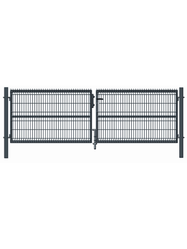 Vartai segmentiniu užpildu, 400 cm x 123 cm, pilka Vartai segmentiniu užpildu, 400 cm x 123 cm, pilka