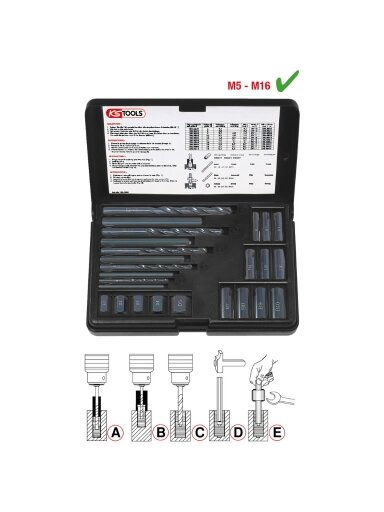 Varžtų išsukimo komplektas M5-M16 25vnt., KS Tools