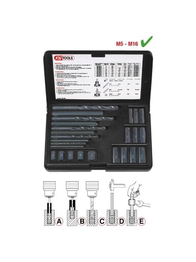 Varžtų išsukimo komplektas M5-M16 25vnt., KS Tools