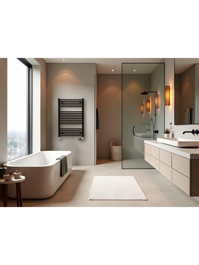 Vanden. rankšl. džiovintuv. Korado, tiesus, juoda, 45x90 cm 1 Vanden. rankšl. džiovintuv. Korado, tiesus, juoda, 45x90 cm 1