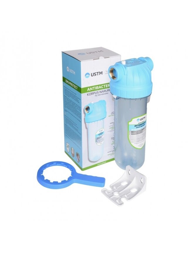 Vandens filtro korpusas USTM EMI antibakterinis, 10 3/4" Vandens filtro korpusas USTM EMI antibakterinis, 10 3/4"