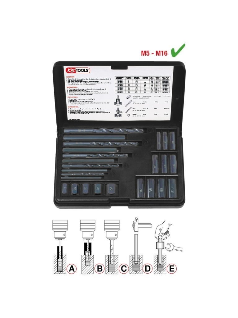 Varžtų išsukimo komplektas M5-M16 25vnt., KS Tools Varžtų išsukimo komplektas M5-M16 25vnt., KS Tools