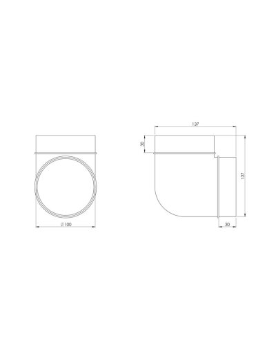 Ventiliacijos alkūnė EUROPLAST AL100-90, D100 90°
