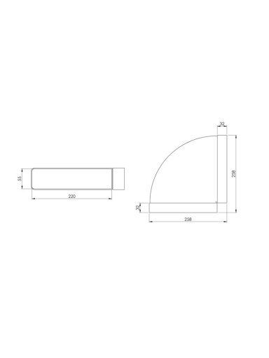 Ventiliacijos alkūnė EUROPLAST KLH25-90, 220 x 55 mm, 90°