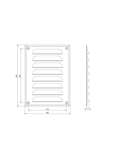 Ventiliacijos grotelės EUROPLAST MR1419ZN, 140 x 190 mm