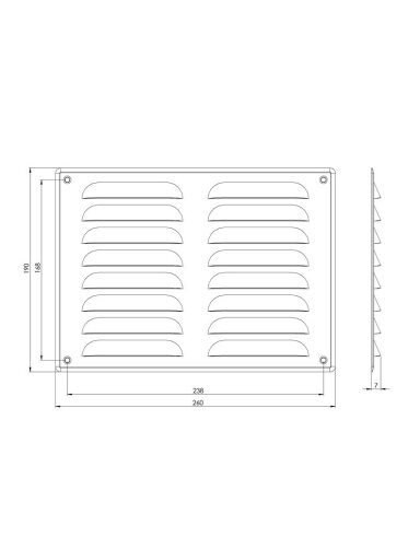 Ventiliacijos grotelės EUROPLAST MR2619, 260 x 190 mm
