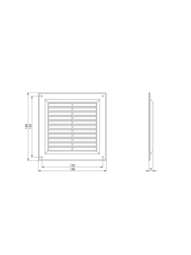 Ventiliacijos grotelės EUROPLAST VR1515B, 150 x 150 mm