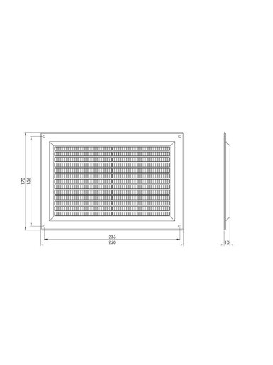 Ventiliacijos grotelės EUROPLAST VR2517P, 250 x 170 mm