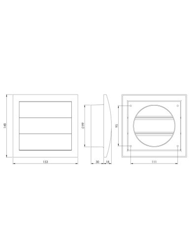 Ventiliacijos grotelės su žaliuzėmis EUROPLAST ND10Z, D100