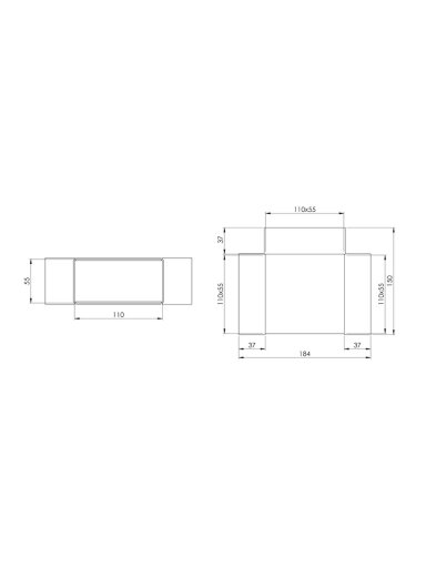 Ventiliacijos trišakis EUROPLAST KT, 110 x 55 mm