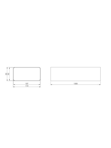 Ventiliacinis kanalas EUROPLAST, 110 x 55 x 1500 mm