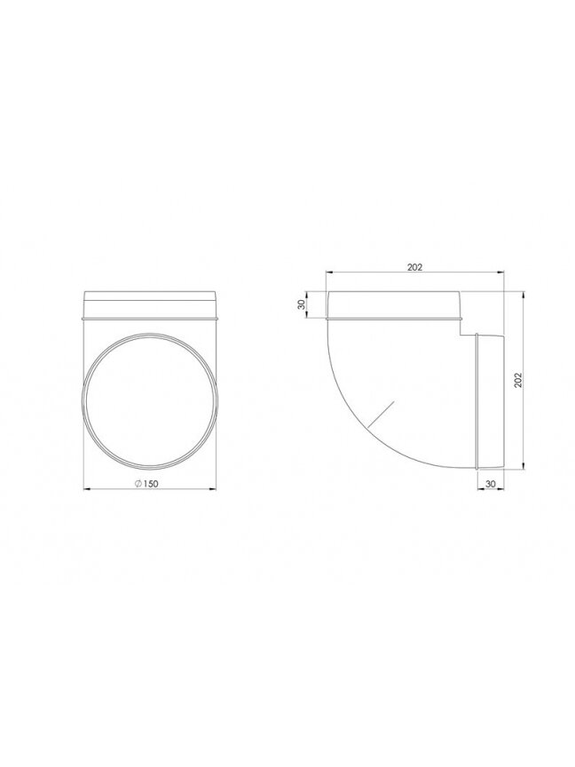Ventiliacijos alkūnė EUROPLAST AL150-90, D150 90° 1 Ventiliacijos alkūnė EUROPLAST AL150-90, D150 90° 1