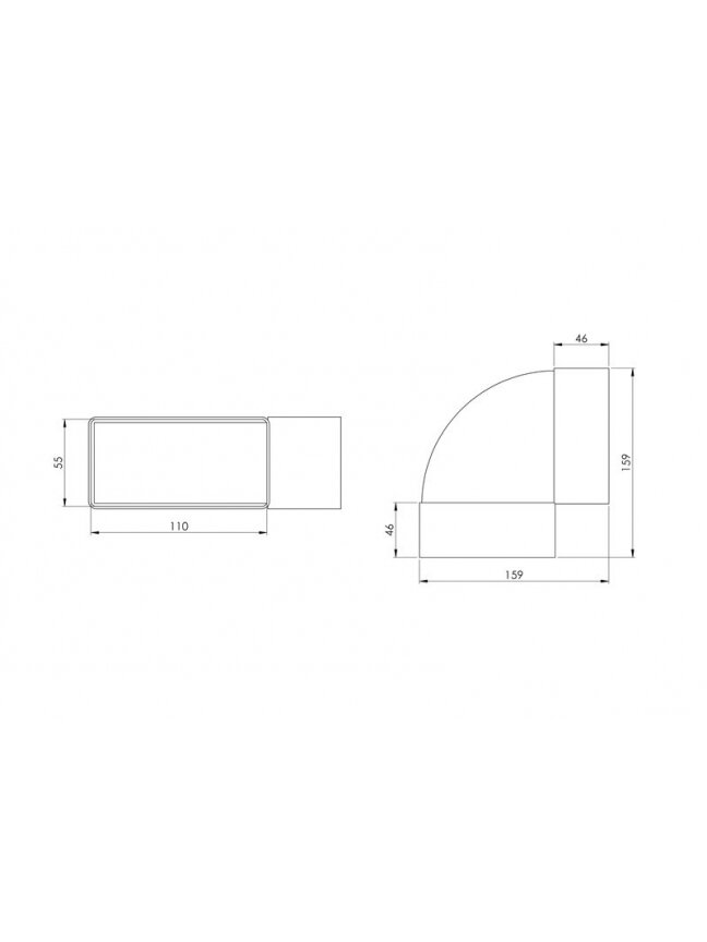 Ventiliacijos alkūnė EUROPLAST KLH, 110 x 55 mm, 90° 1 Ventiliacijos alkūnė EUROPLAST KLH, 110 x 55 mm, 90° 1
