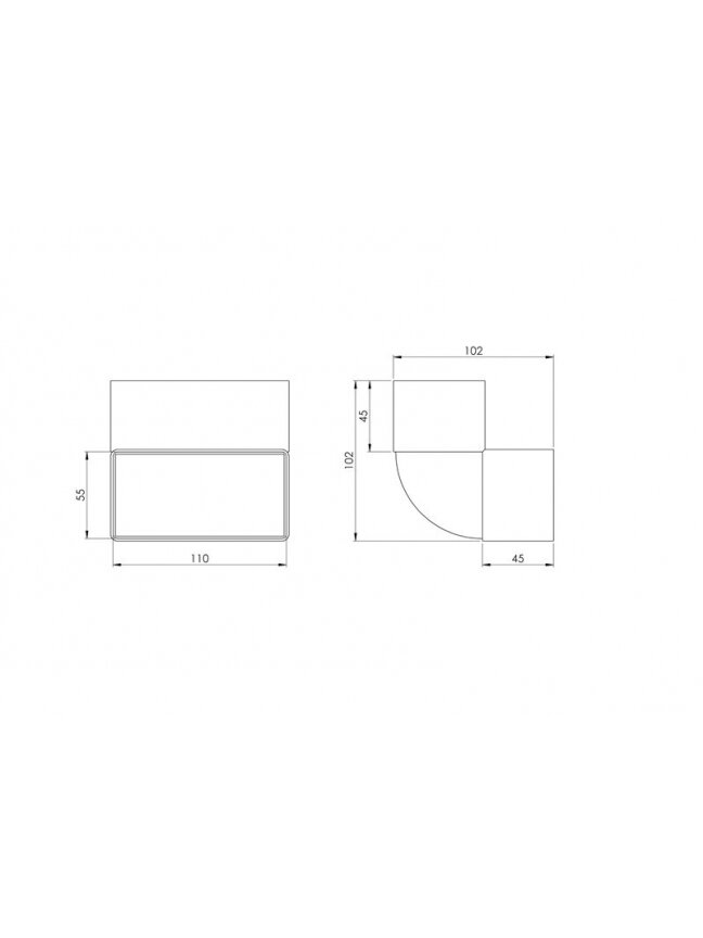 Ventiliacijos alkūnė EUROPLAST KLV, 110 x 55 mm, 90° 1 Ventiliacijos alkūnė EUROPLAST KLV, 110 x 55 mm, 90° 1